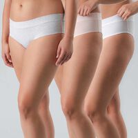 Pack 3 Pantaletas de Algodón Mujer Flores Blanco, Negro