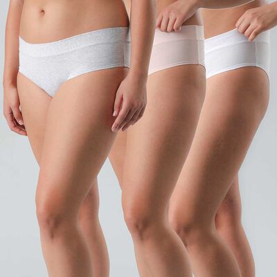 Imagen 1 del producto Pack 3 Pantaletas de Algodón Mujer Flores Blanco, Negro