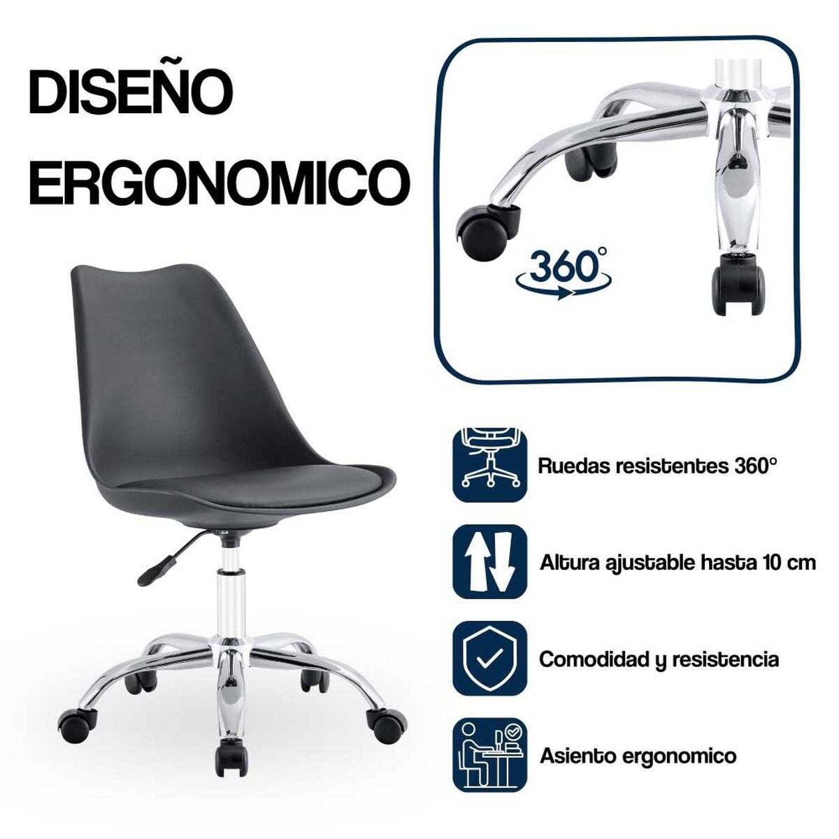 Silla de Escritorio Arthome Shanghai Negra