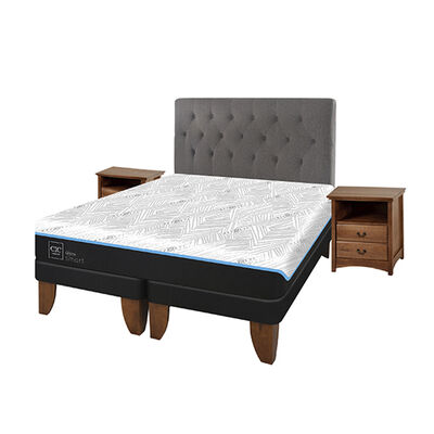 Imagen 2 del producto Cama Europea CIC Green Infinity King + 1 Respaldo + 2 Veladores Kavery