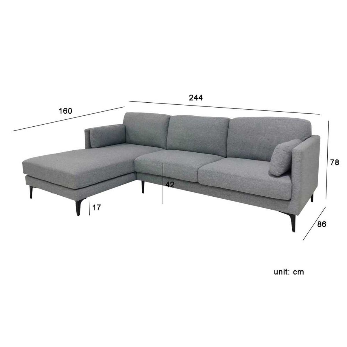 Sofá Seccional Amuv Carraro 3 Cuerpos Gris