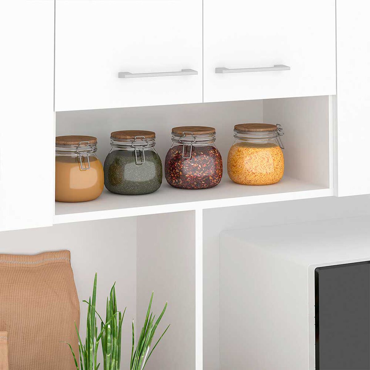 Mueble de Cocina Vekkahome White 1 Caj&oacute;n 12 Puertas Caf&eacute;