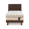Cama Europea Flex 1,5 Plazas Máximo Cobre  + Respaldo Tapizado Chocolate