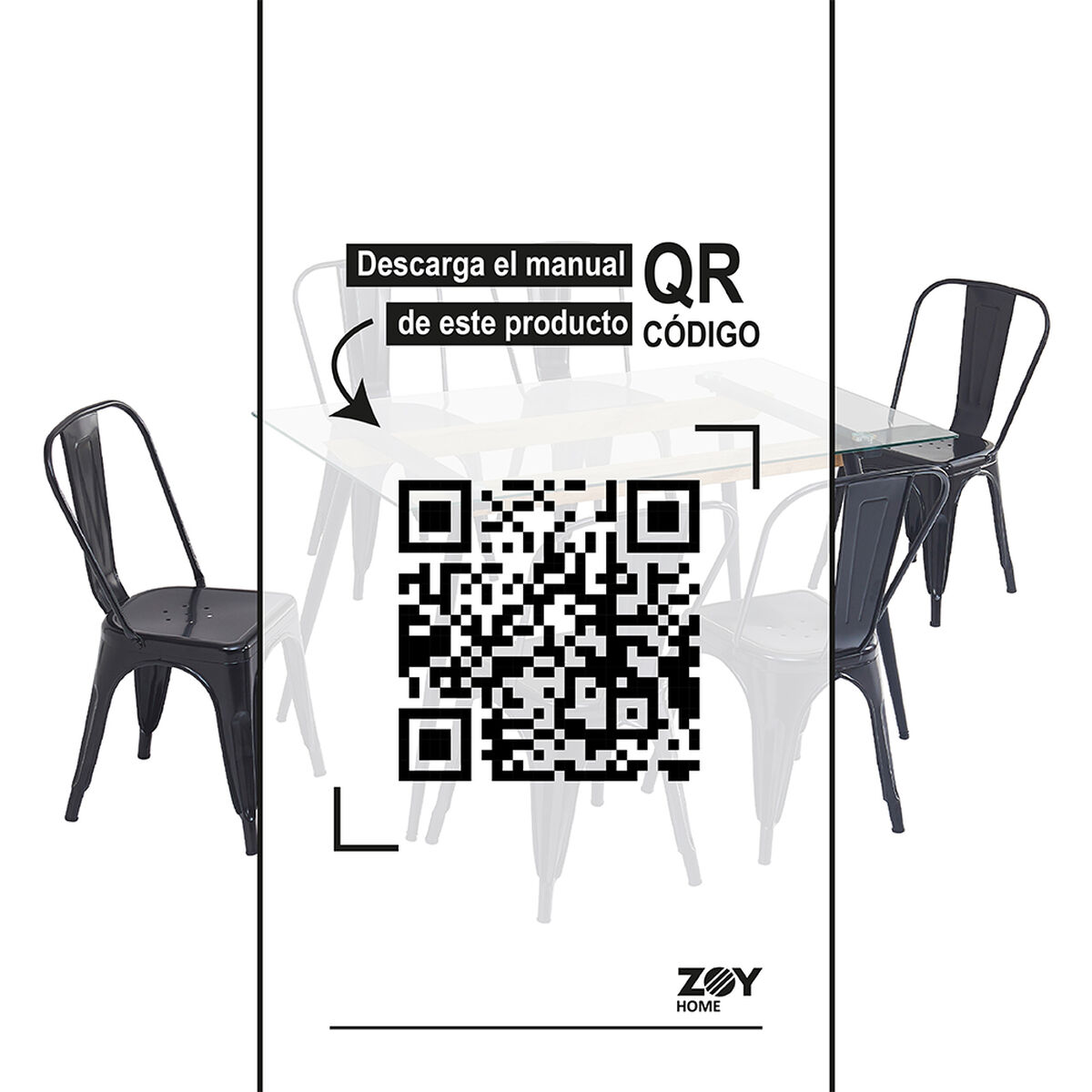 Juego de Comedor Zoy Home Mykonos 6 Sillas Negro
