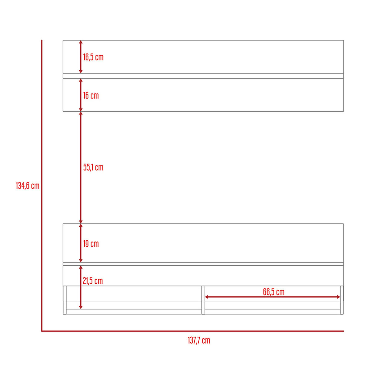 Panel de TV Hasta 60" + Bar Alto + Repisa 2B TuHome The Wall