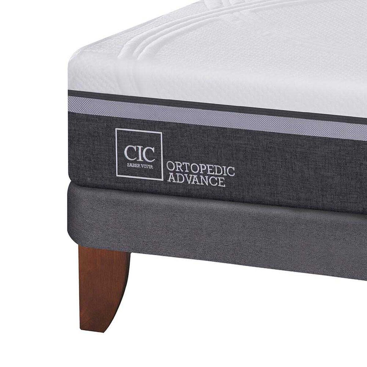 Cama Europea CIC 1,5 Plazas Ortopedic Advance + Respaldo Tigris