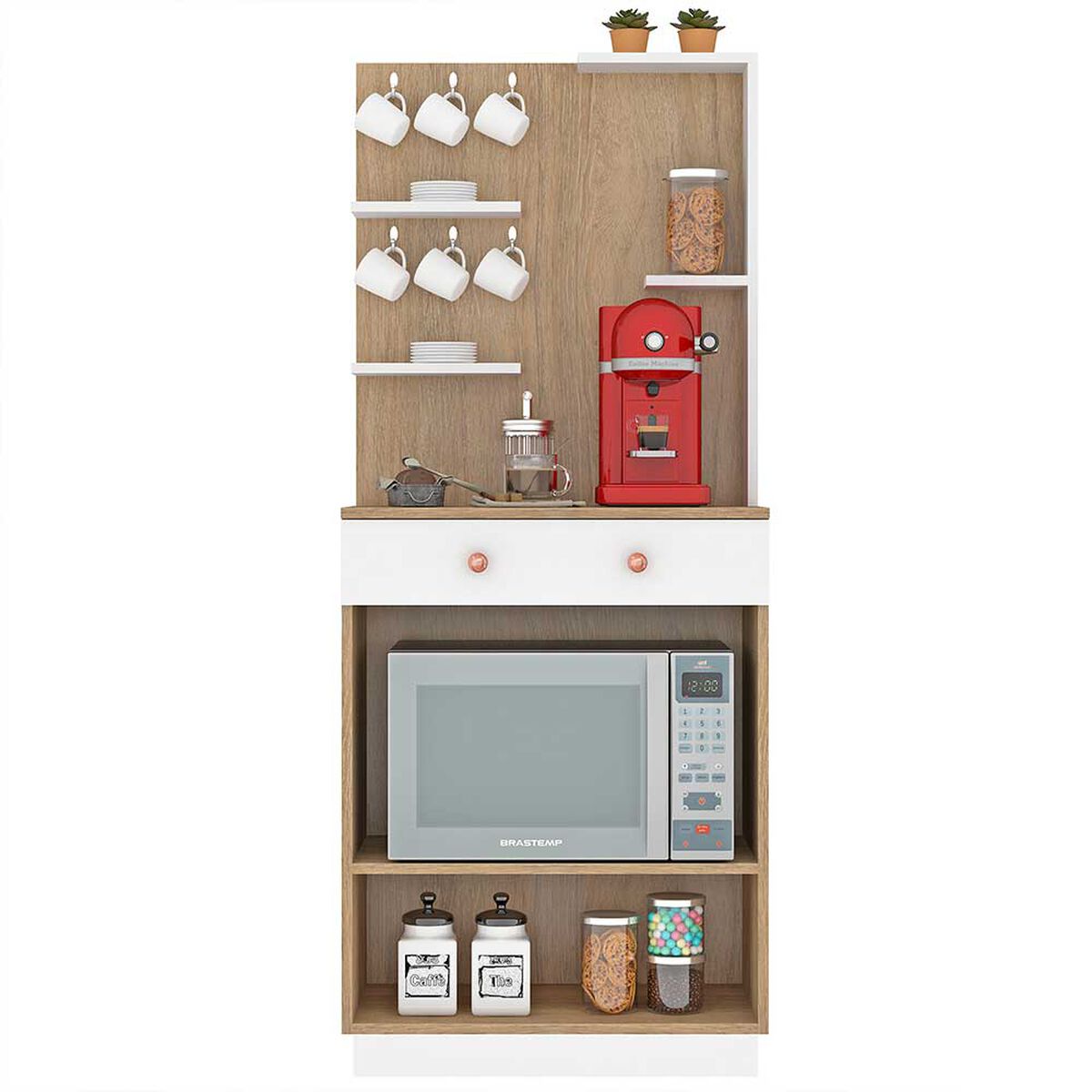 Mueble Auxiliar de Cocina Vekkahome 2 Puertas Café