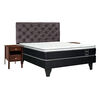 Cama Europea Celta 2 Plazas Black Soul + Respaldo + 2 Veladores Capitone