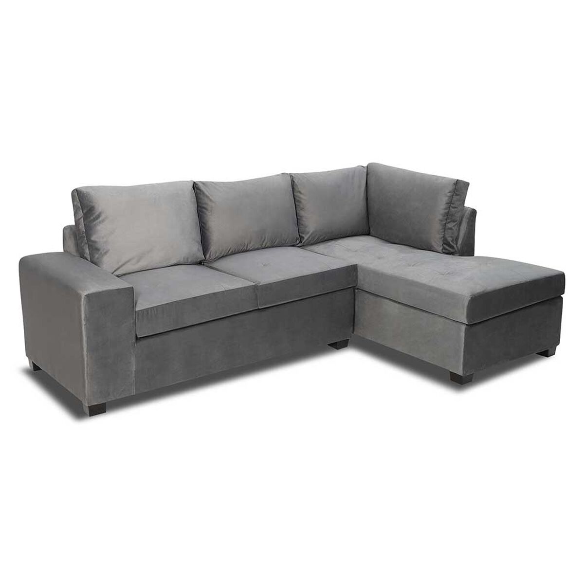 Sofá Seccional Derecho Innovamuebles Mini Senna Felpa 3 Cuerpos Gris