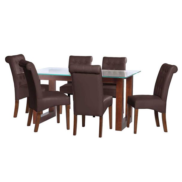 Juego de Comedor Latam Home Pamplona Salamanca 6 Sillas Lino Gris Claro