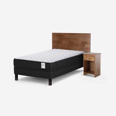 Imagen 2 del producto Cama Europea Rosen 1 Plaza Wave + Respaldo Tabor Caramelo + Velador