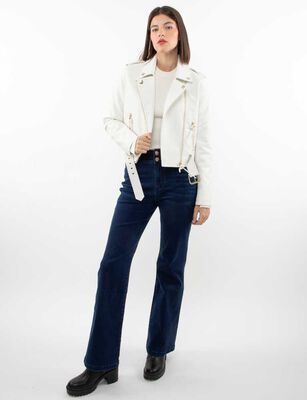 Imagen 2 del producto Chaqueta Biker Ecocuero Mujer Fiorucci Crudo, Negro