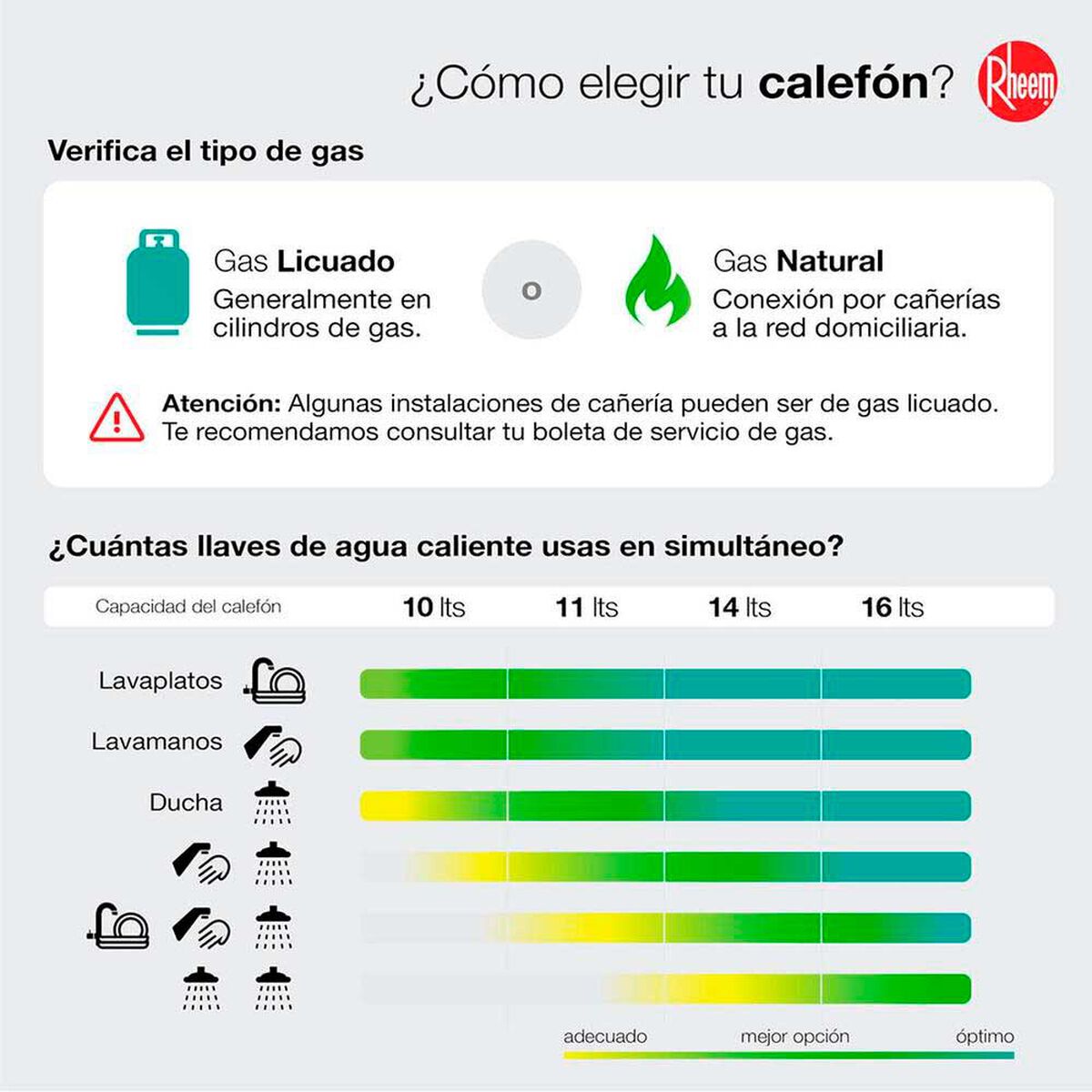 Calefont Gas Natural Rheem Tiro Natural Ionizado 11 lts.