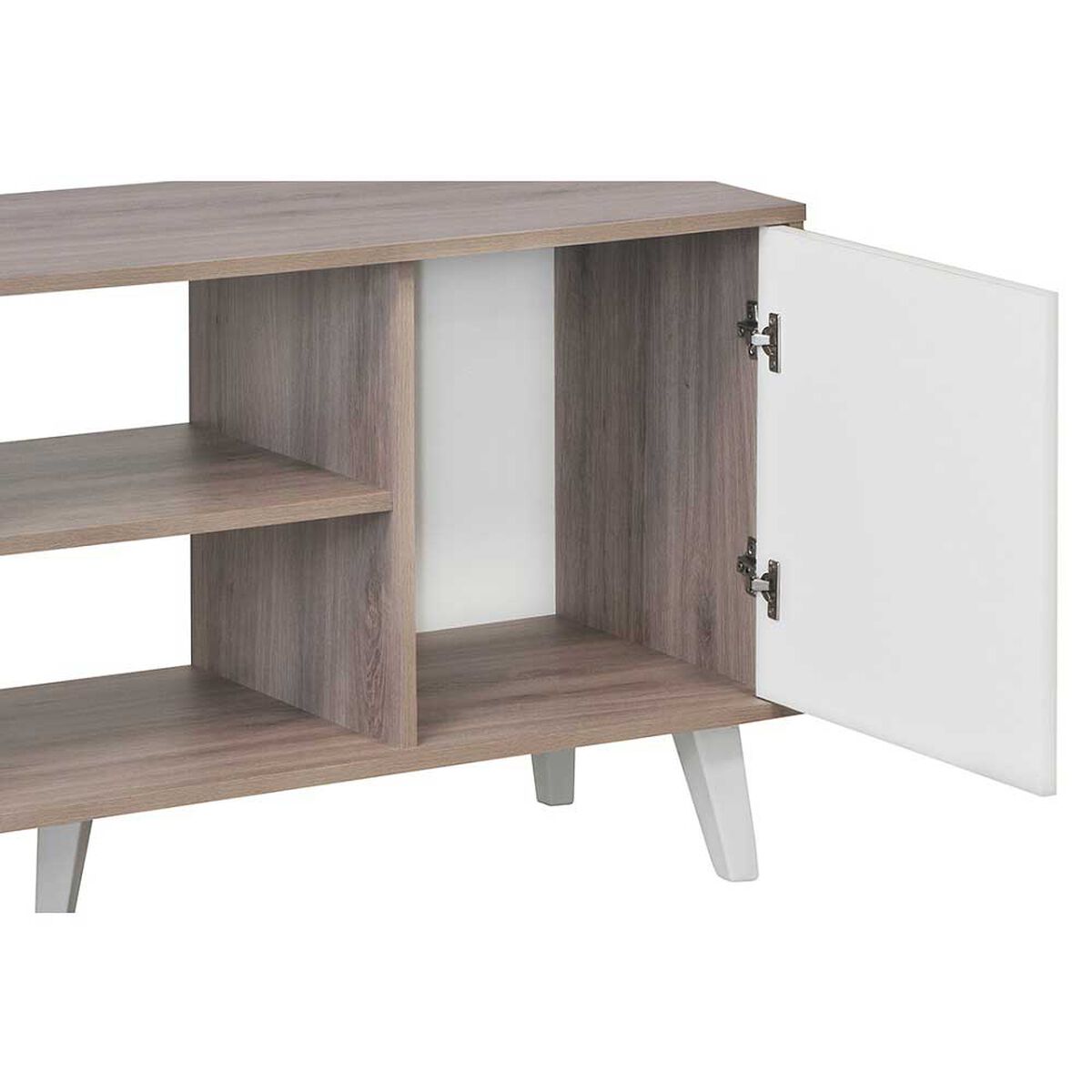 Rack TV Mobikit Atlanta Hasta 50" Roble Santana Blanco