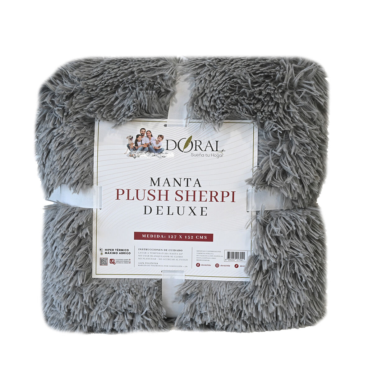 Manta Plush Sherpi Deluxe 127X152 Gris