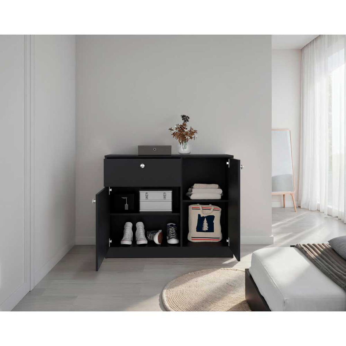 Comoda Praga 1 Cajon 2 Puertas Wengue 80X100X30,2 Cm