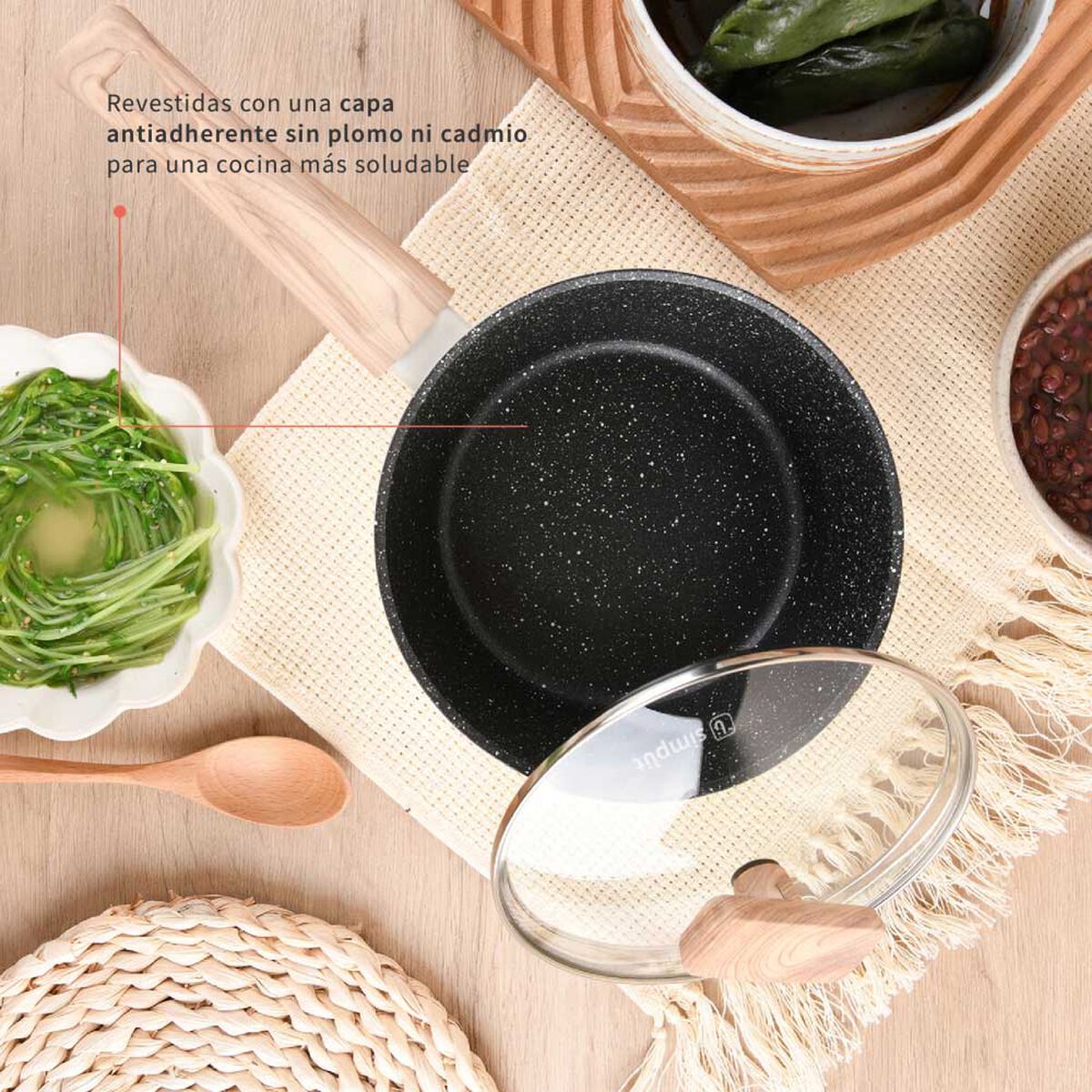 Batería de Cocina Aluminio Forjado Simplit Savannah 9 Piezas Crema