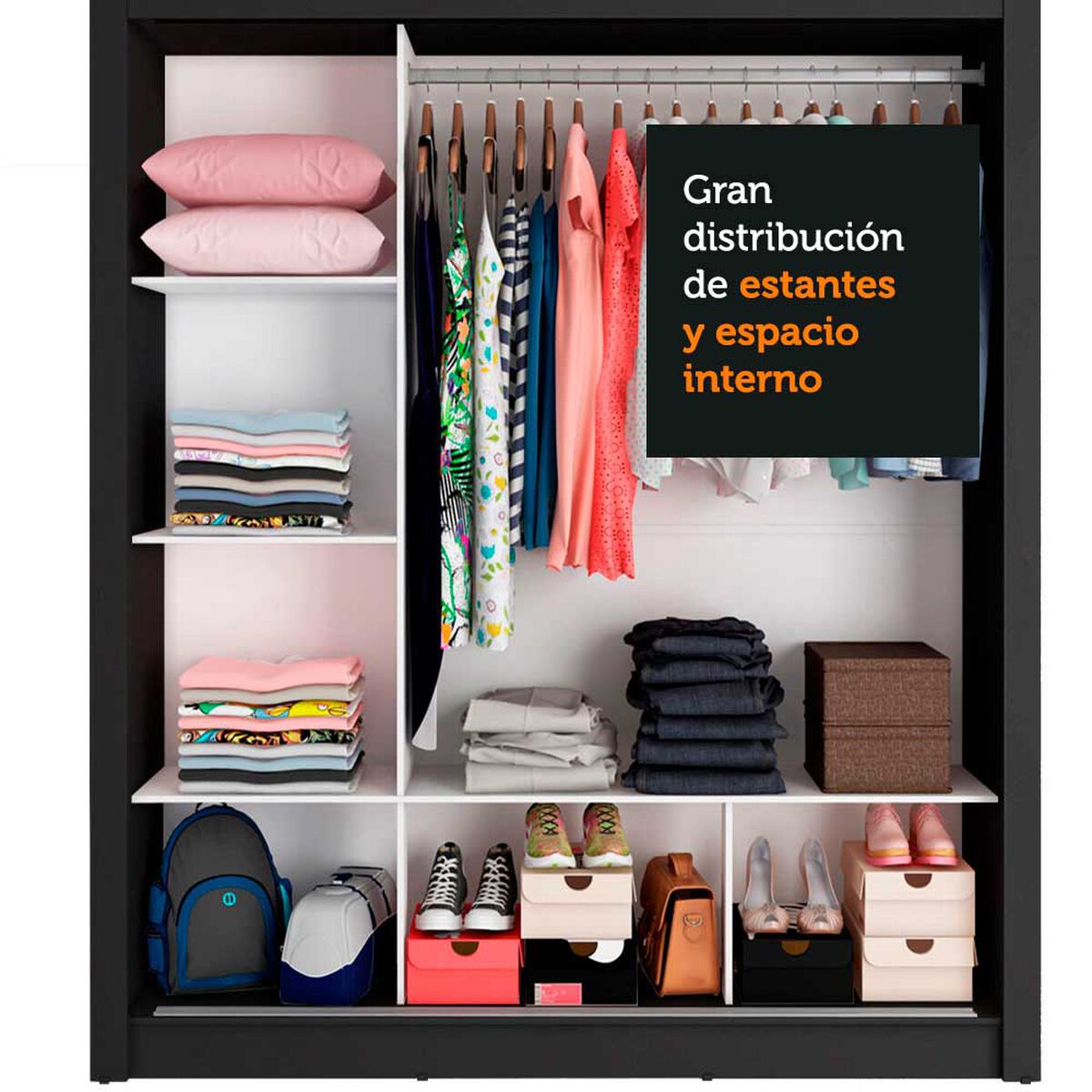 Closet Vekkahome Monaco 3 Puertas Negro