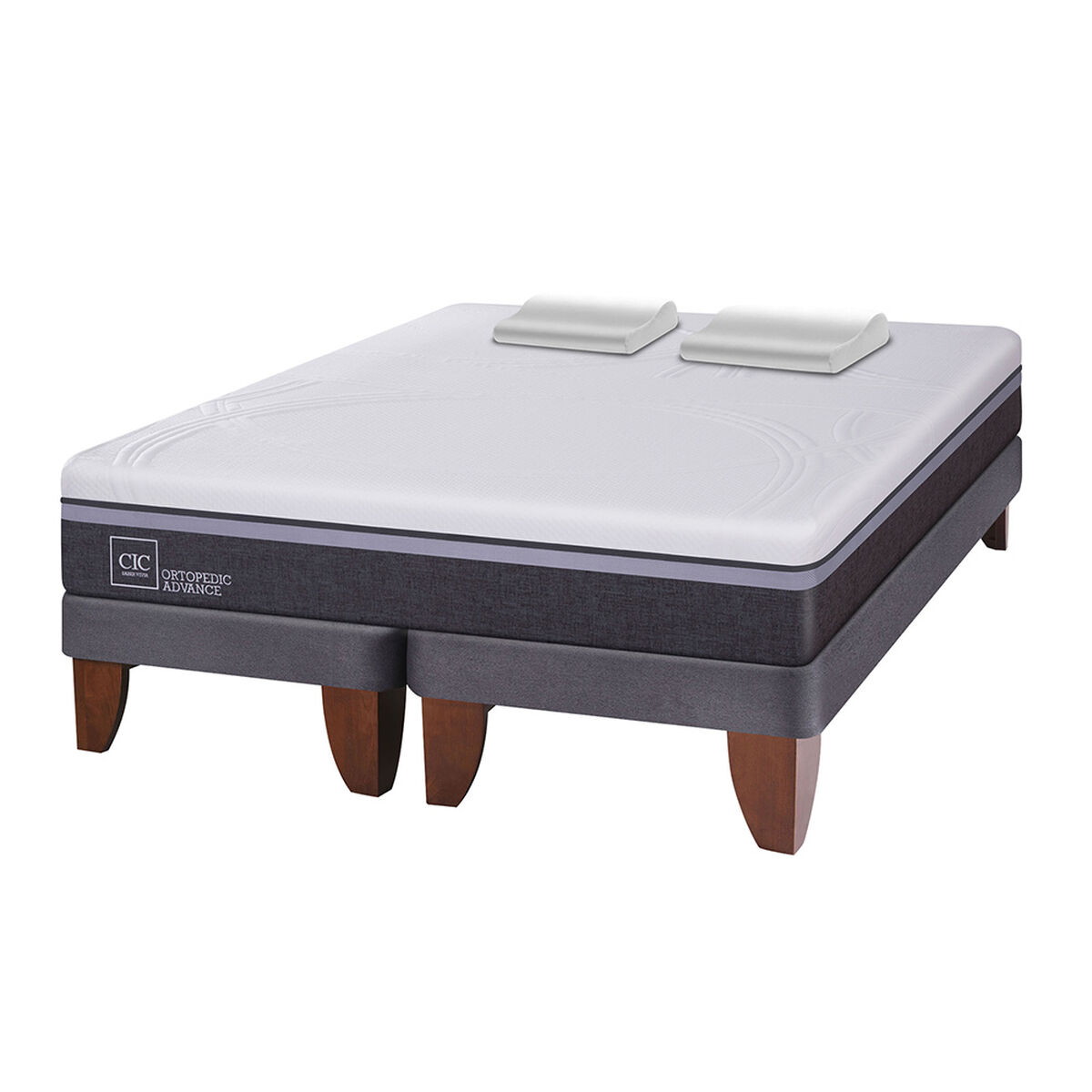 Cama Europea CIC Base Dividida 2 Plazas Ortopedic Advance + Almohadas