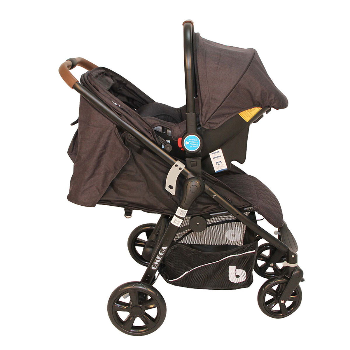 Coche Travel System 3 en 1 Omega Negro