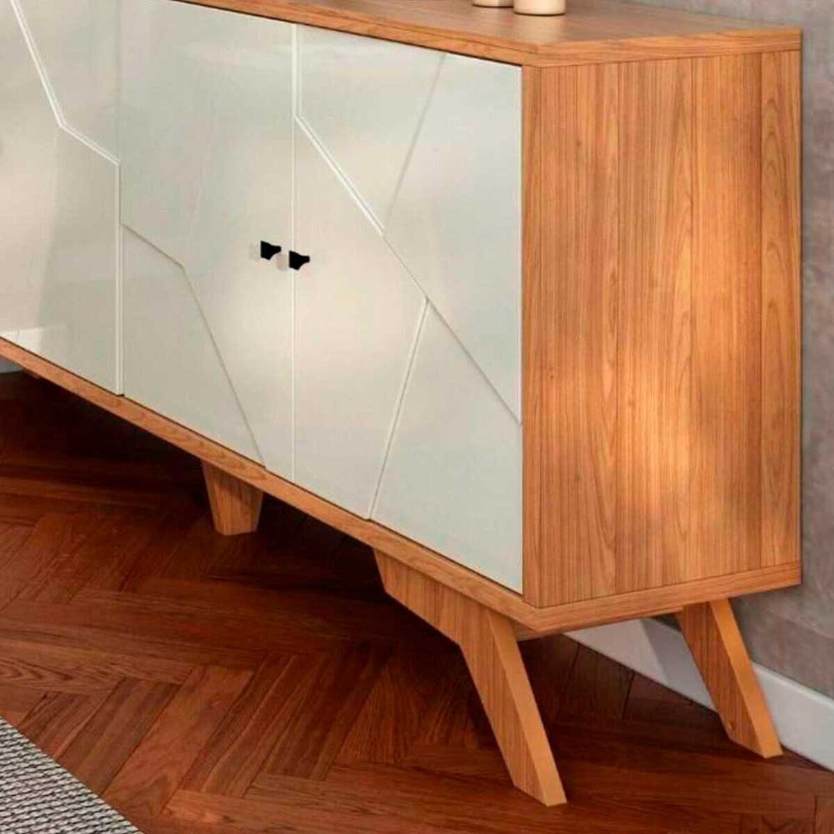 Rack TV Roca Santos Blanco Roble Hasta 75"