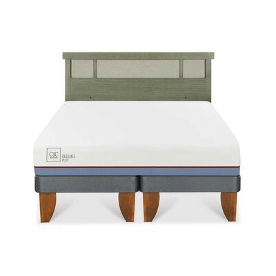 Cama Europea CIC Base Dividida 2 Plazas Excellence Plus + Respaldo Dublin Olivo