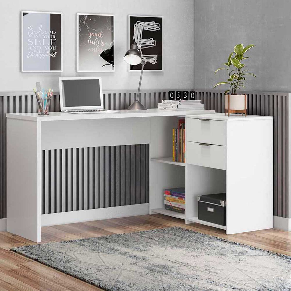 Escritorio Home Mobili Valencia 2 Cajones Blanco