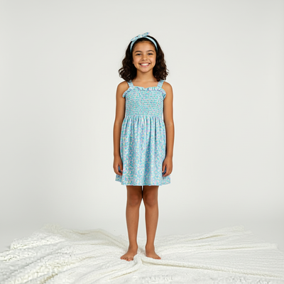 Imagen 1 del producto Vestido Midi Estampado sin Mangas Niña Chess Celeste, Lila