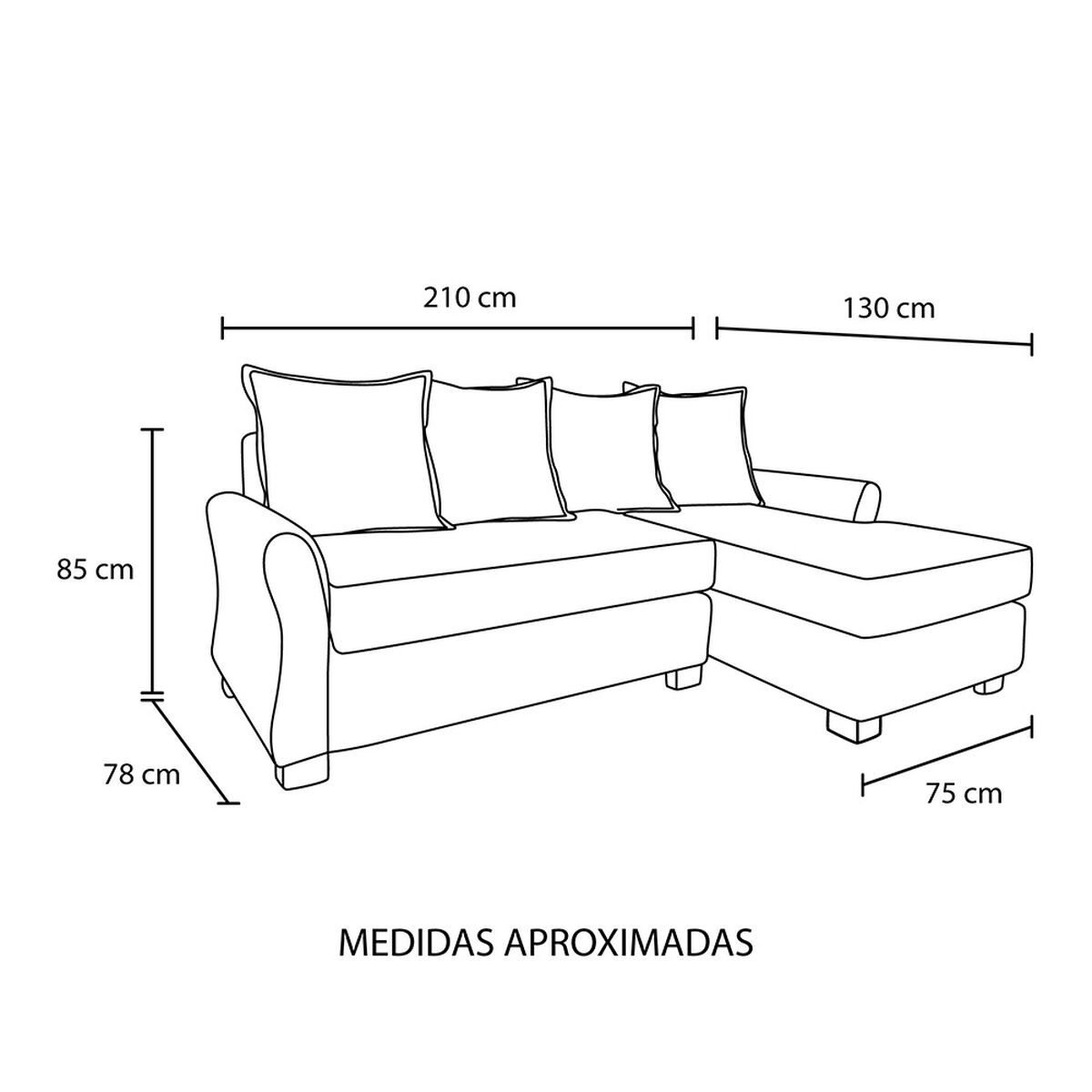 Seccional Derecho Living Factory Montreal 4 Cuerpos Beige