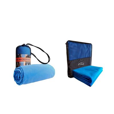 Pack Toallon Y Toalla Microfibra Suede Azul Pro Outdoor