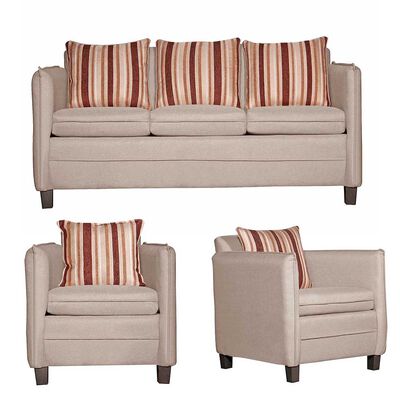 Imagen 1 del producto Juego de Living Ruzam Mobel Barcelona Sofá 3 Cuerpos + Dos Sillones 1 Cuerpo Lino Beige