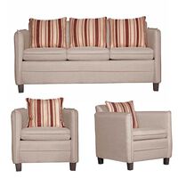 Juego de Living Ruzam Mobel Barcelona Sofá 3 Cuerpos + Dos Sillones 1 Cuerpo Lino Beige