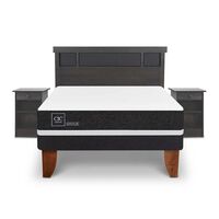 Cama Europea CIC 2 Plazas Ortopedic + Respaldo + 2 Veladores Dublin