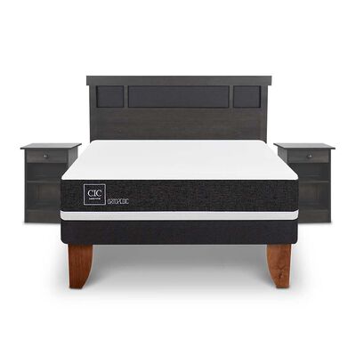Imagen 1 del producto Cama Europea CIC 2 Plazas Ortopedic + Respaldo + 2 Veladores Dublin