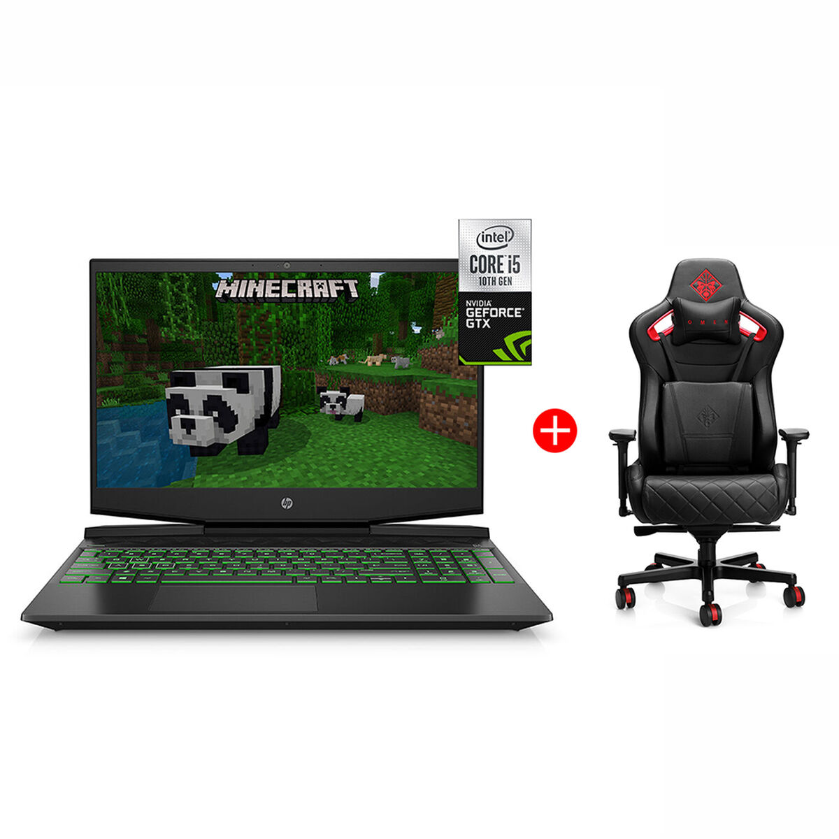 Combo Notebook Gamer HP 15-dk1028 Core i5-10300H 8GB 256GB SSD 15.6" NVIDIA GTX1050 + Silla Gamer HP Omen Citadel Gaming