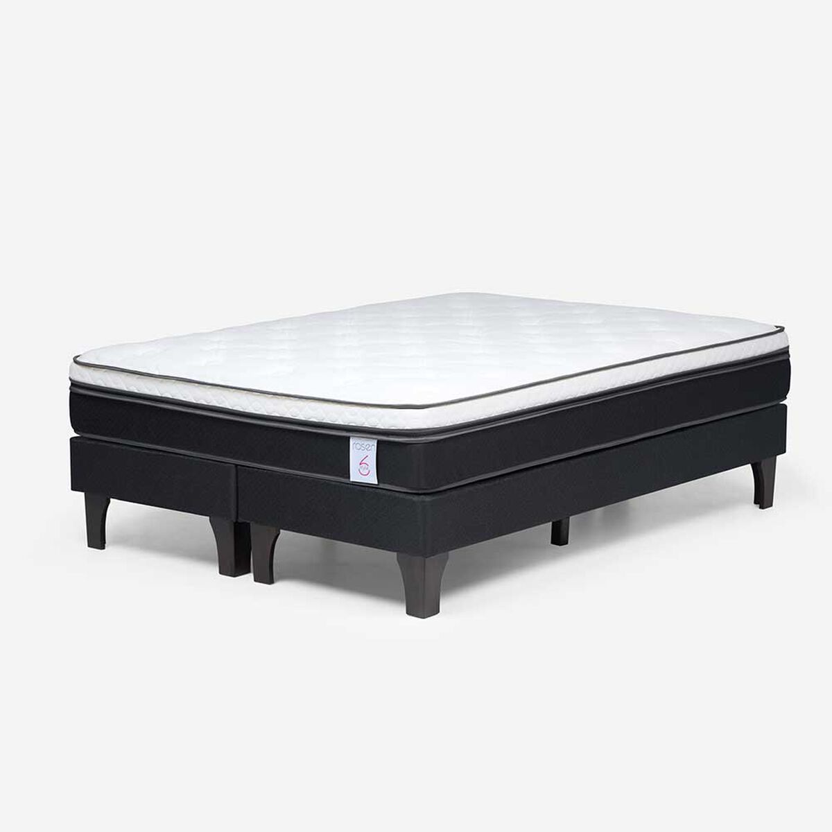 Cama Europea Rosen 2 Plazas New Style 6 + Respaldo Grafito