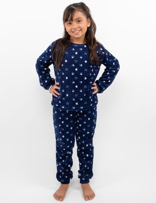 Imagen 2 del producto Pijama Polar Niña Chess Azul, Coral