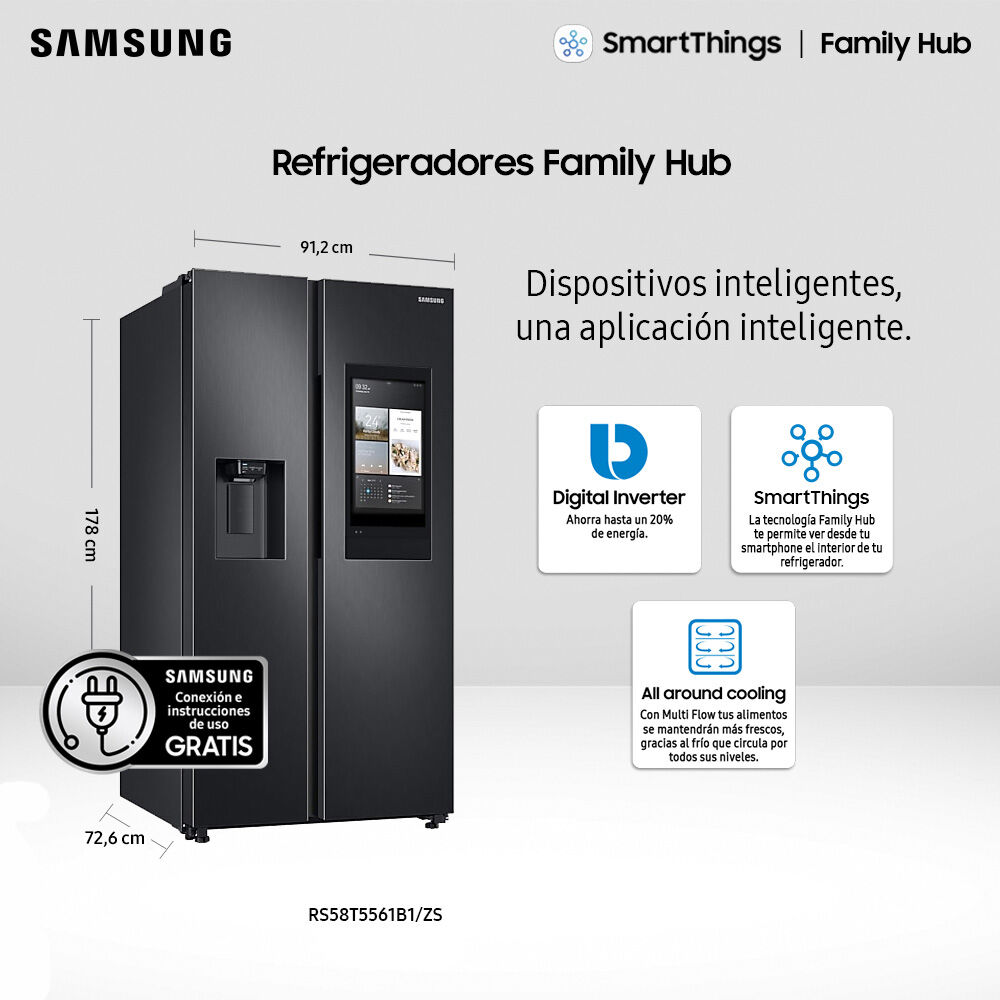 SAMSUNG Refrigerador Side By Side Samsung RS58T5561B1/ZS 608 L | Abc
