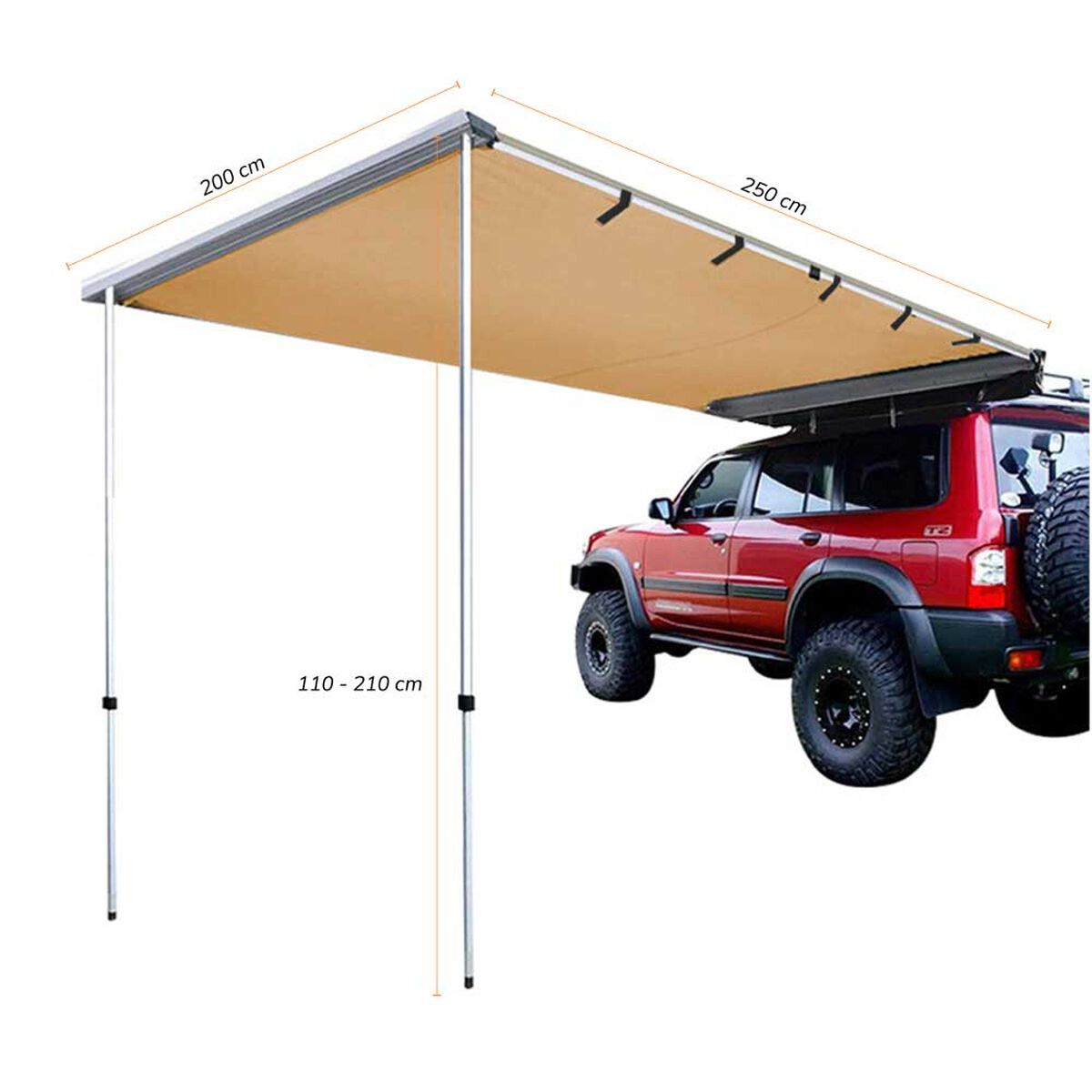 Toldo Camping Lateral Para Auto Techo Xroad Beige