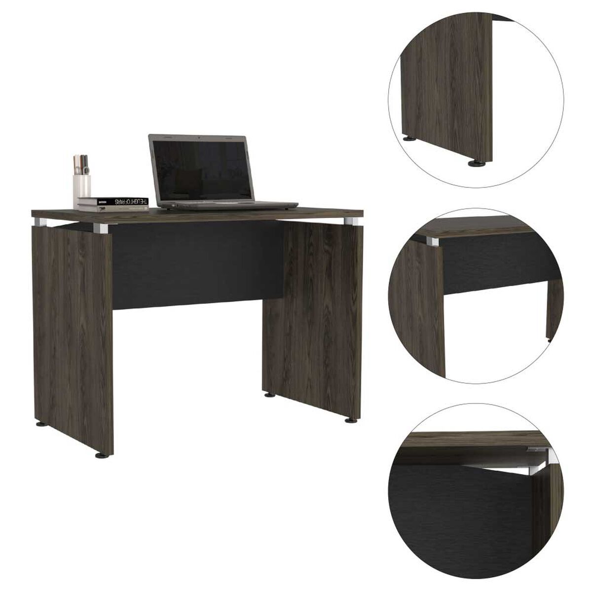 Escritorio Recto TuHome Home Office Negro Soft Coñac