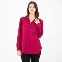 Blusa Lisa Manga Larga Mujer Zibel Burdeo, Crudo, Negro