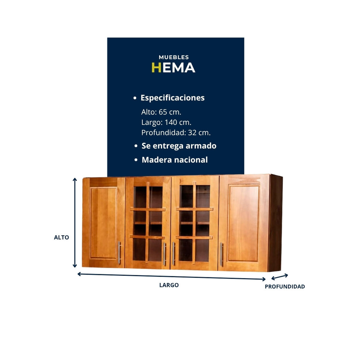 Mueble Ar&eacute;reo de Cocina Muebles Hema Berl&iacute;n 4 Puertas Nogal