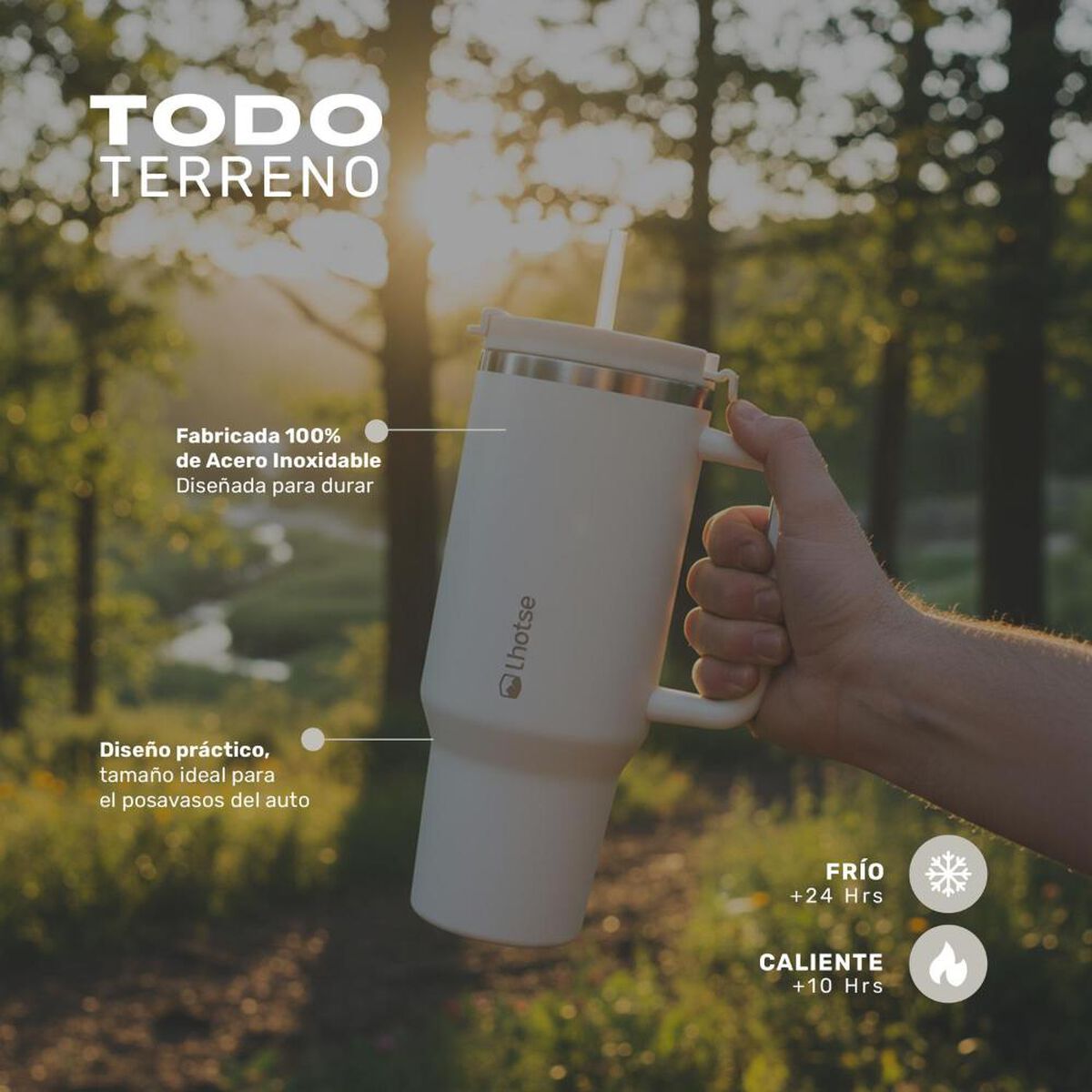 Vaso T&eacute;rmico Tumbler Lhotse Acero Inoxidable con Tapa 1180ml Crema