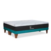 Cama Europea Latam Home Base Dividida 2 Plazas Zen Top Spring Visco Velvet Turquesa
