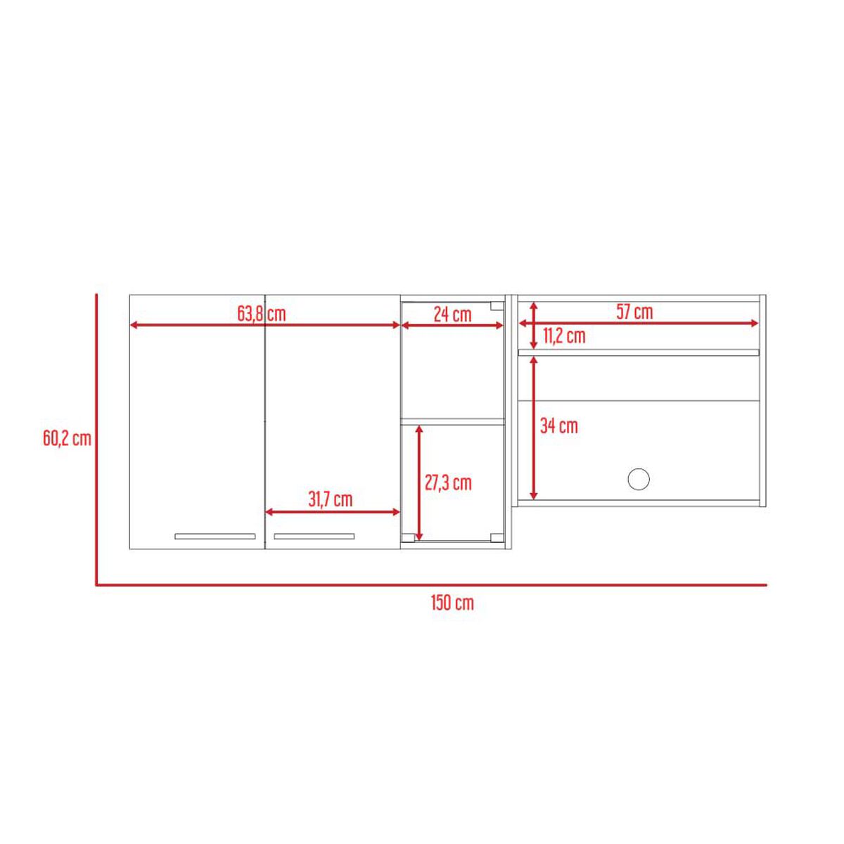 Mueble de Cocina TuHome Gina 2 Puertas Blanco Wengue