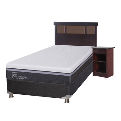 Imagen 2 del producto Box Spring CIC 1,5 Plazas Ortopedic Advance + Respaldo + Velador New Dublin