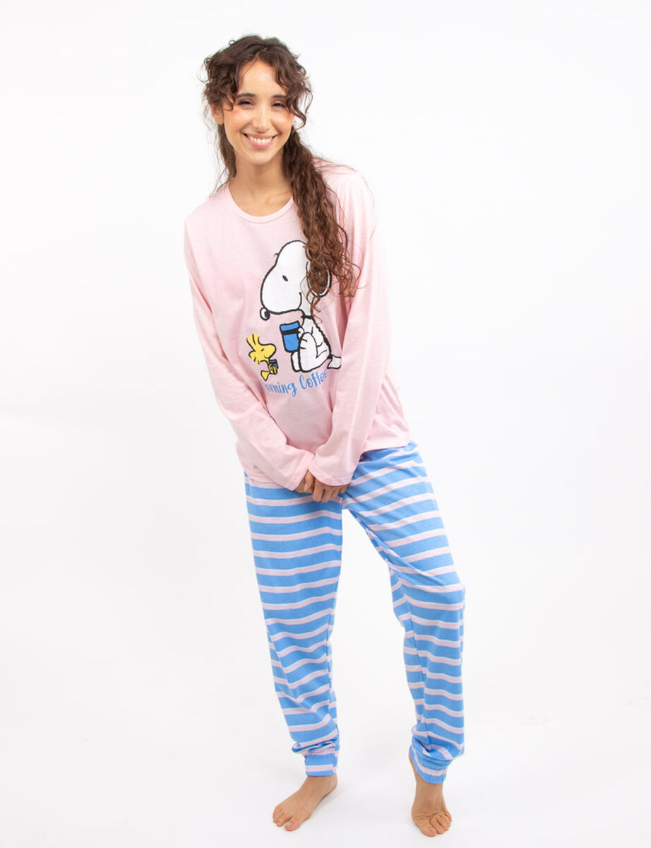 Pijama de Algodón Manga Larga Mujer morning Snoopy