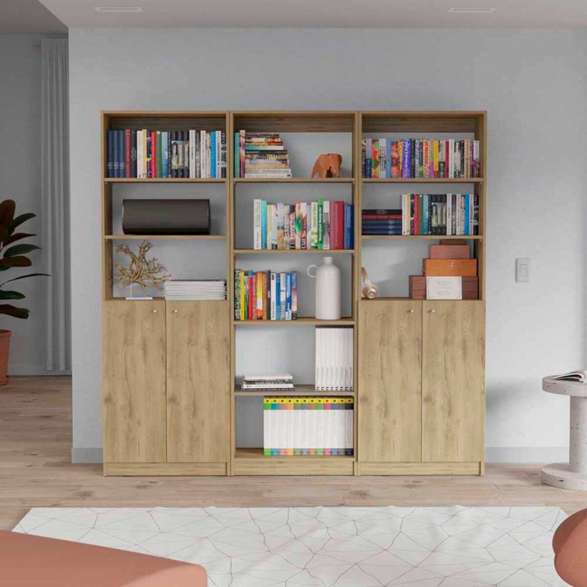 2 Estantes 2 Puertas + Estante 5 Repisas TuHome Home Macadamia