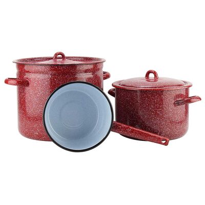 Batería de Cocina Acero Vitrificado Fantuzzi Fundo Rojo 5 Piezas