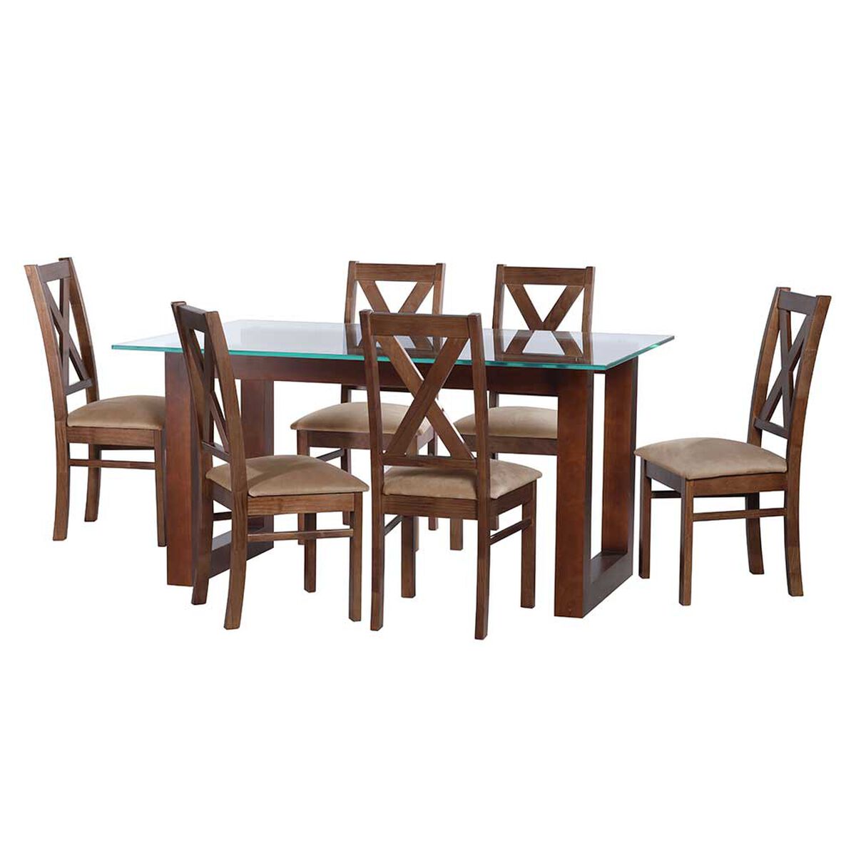 Juego de Comedor Latam Home Pamplona Segovia 6 Sillas Velvet Pistacho